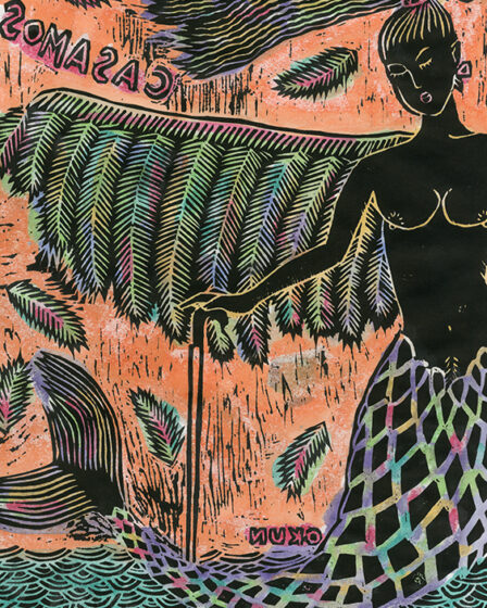 おーくん・あきらの作品 木版裏彩色「TONTA」